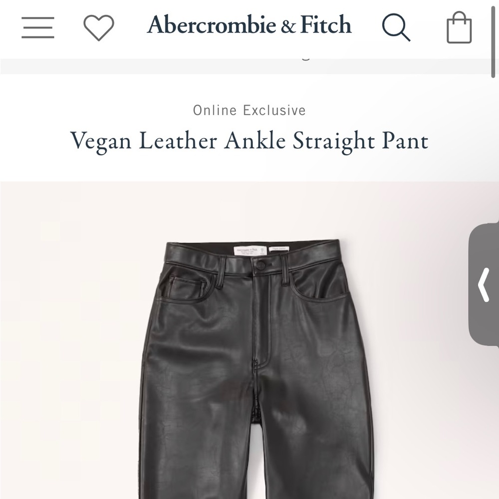Women’s Abercrombie Vegan Leather Straight Pant

Size - 26 short / 2 short